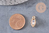Pendentif ovale or rose cristal zircon, pendentif or rose,pendentif cristal,bijou doré création bijoux,11mm, les 4,G2466