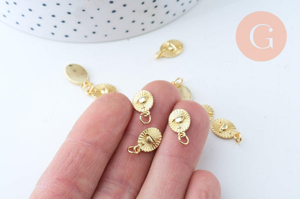 Pendentif ovale planète laiton doré 18K 13mm,sans nickel,pendentif constellation, x1 (G6000)