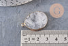 Pendentif ovale quartz gris naturel fer doré 28mm, pendentif pierre naturelle x1 (G1799)