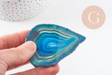 Pendentif ovale tranche agate bleue 50-110mm, x1 (G2036)