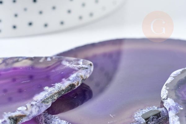 Pendentif ovale tranche agate violette 50-110mm,Pendentif pour bijoux,pierre naturelle, x1 (G8361)
