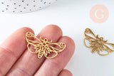 Pendentif papillon acier 201 inoxydable doré 18mm, création bijoux acier, x1 (G6386)
