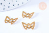 Pendentif papillon ajouré en laiton doré, création bijoux laiton brut, x 2, G6427