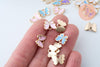 Pendentif papillon doré émail multicolore 10.5mm,pendentif doré pour création de bijoux x5 G6835