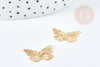Pendentif papillon filigrane acier 201 inoxydable doré 18mm, x1 (G8725)