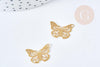 Pendentif papillon filigrane acier 201 inoxydable doré 18mm, x1 (G8725)