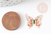 Pendentif papillon filigrane coloré laiton doré 16.5x19mm , pendentif sans nickel,x2 (G4666)