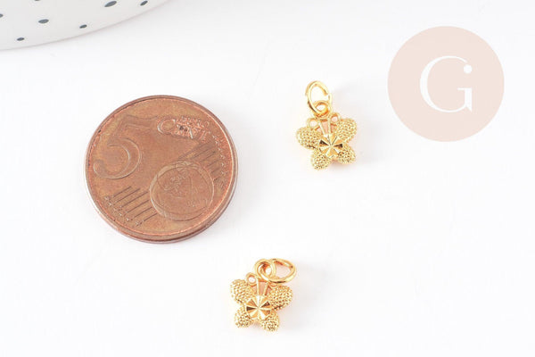 Pendentif papillon zamac doré,fournitures créatives, sans nickel,creation bijoux,perle géométrique,9.5mm, x5 G5455