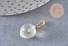 Pendentif pêche verre givré or laiton doré 16-17mm verre translucide, verre, x1 G7138