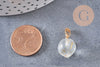 Pendentif pêche verre givré or laiton doré 16-17mm verre translucide, verre, x1 G7138