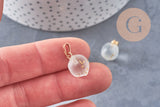 Pendentif pêche verre givré or laiton doré 16-17mm verre translucide, verre, x1 G7138