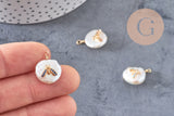 Pendentif perle eau douce naturelle Keshi abeille zircon 17-26mm, x1 (G4624)
