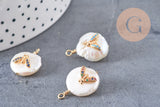 Pendentif perle eau douce naturelle Keshi abeille zircon 17-26mm, x1 (G4624)