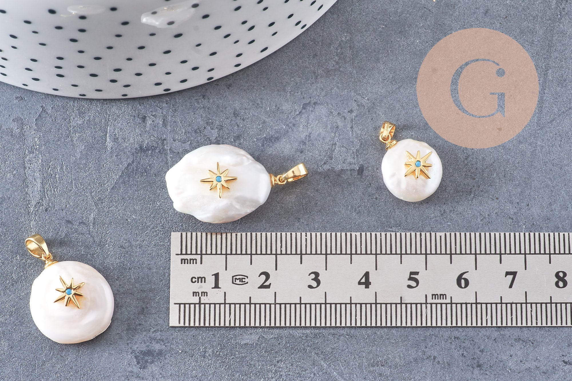 Pendentif perle naturelle Keshi étoile 17-27mm, x1 (G1955)