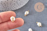 Pendentif perle naturelle Keshi étoile de mer doré 13-16mm,porte bonheur,perle eau douce,perle naturelle blanche, x1 (G6231)