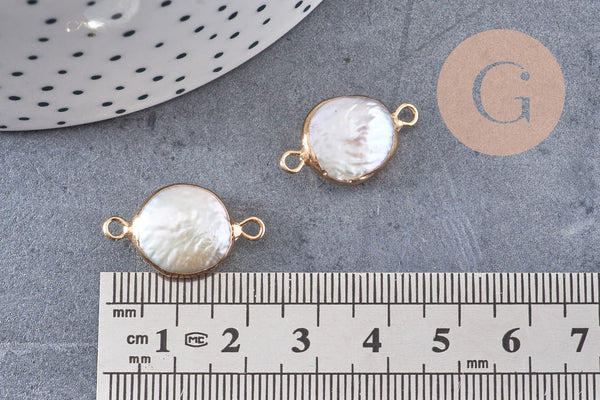 Pendentif perle naturelle Keshi fer doré 20mm, x1 (G1110)