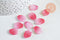Pendentif pétale verre corail clair 16mm, perles verre tchèque, perle végétal, x10 (G7086)