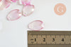 Pendentif pétale verre rose 16mm, perles verre tchèque, perle végétal, x10 (G7088)
