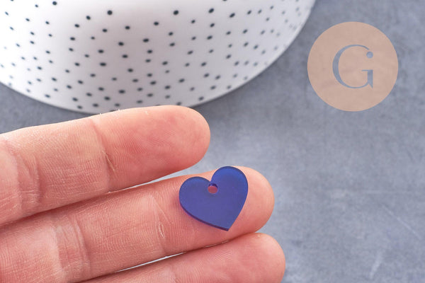 Pendentif petit coeur acrylique 15mm, x4 (G10154)