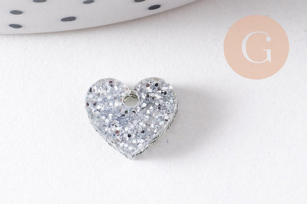 Pendentif petit coeurs acrylique 10mm, x5 (G10208)