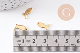 Pendentif petite poisson acier 201 inoxydable doré 11.5mm, x5 (G10222)
