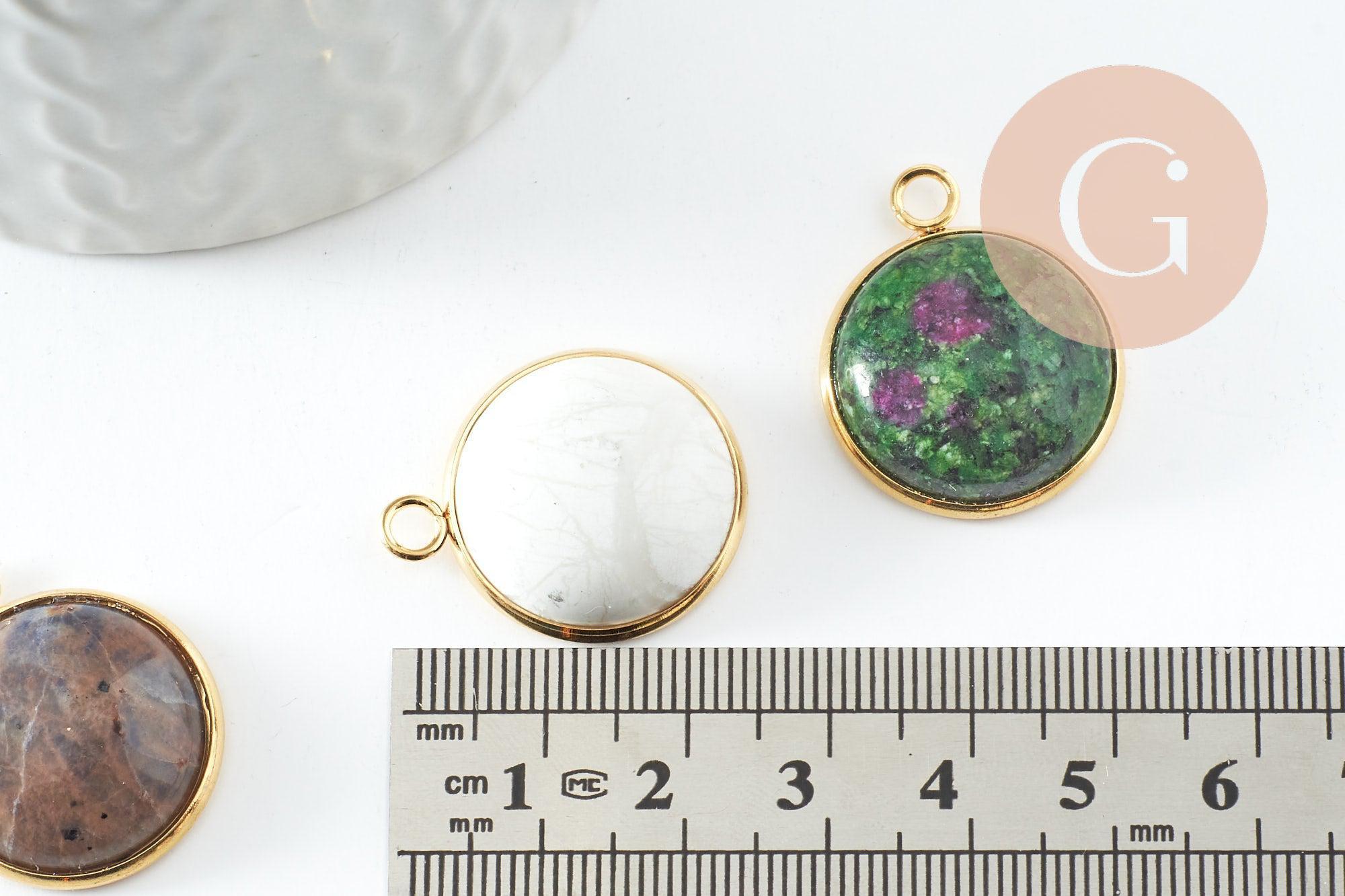 Pendentif pierre acier 304 inoxydable doré 27mm, x1 (G9486)