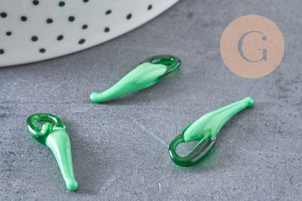 Pendentif piment verre tchèque 18-27mm,pendentif verre artisanal,pendentif chance x10 G4231