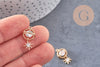 Pendentif planète étoile laiton doré 18K zircon 21mm, pendentif en cristal création bijoux porte bonheur femme en zircon, x1 (G5994)