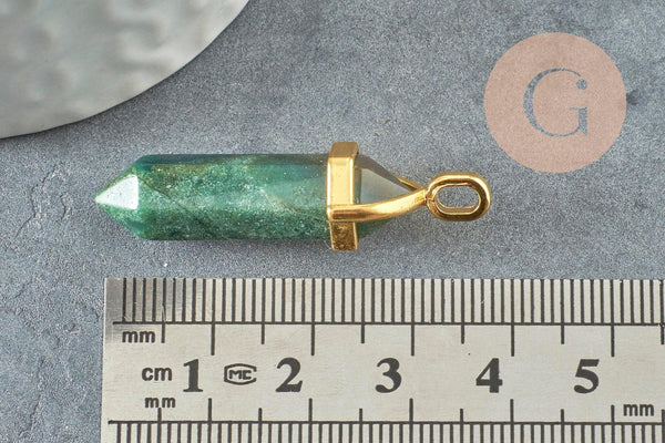 Pendentif pointe agate indienne naturelle zamac doré 37-40mm,pendentif bijoux pierre naturelle, x1 G3250