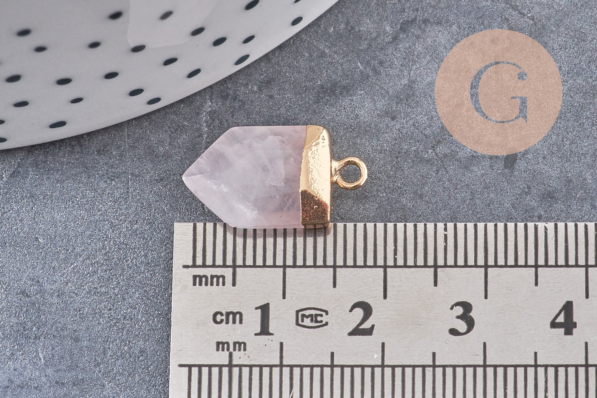 Pendentif pointe aventurine rose naturelle 19mm, pendentif, pendentif pierre rose aventurine naturelle, x1 (G5922)