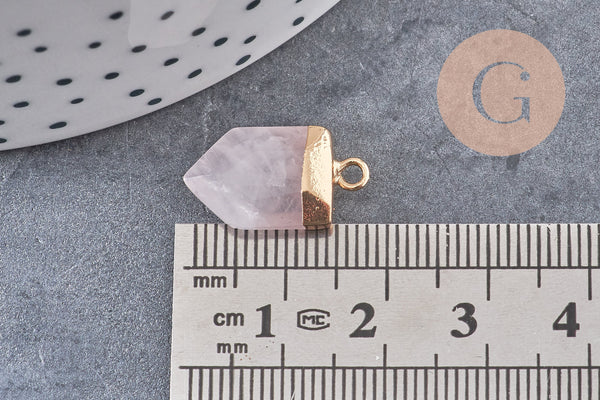 Pendentif pointe aventurine rose naturelle 19mm, pendentif, pendentif pierre rose aventurine naturelle, x1 (G5922)