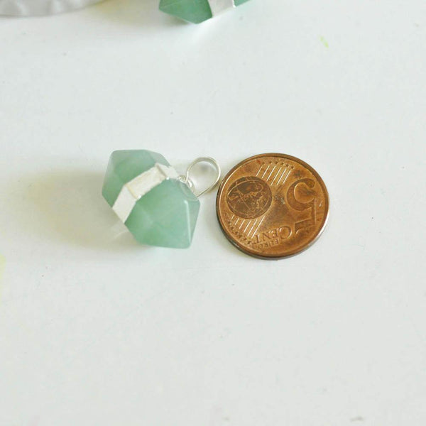Pendentif pointe aventurine verte,pendentif bijoux, pendentif cristal naturel argenté, Bijou pierre, X1 G1293