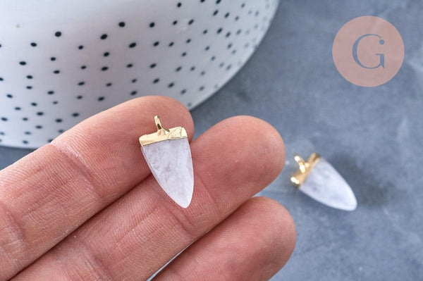 Pendentif pointe cristal de roche facettée fer doré 21mm, pendentif bijou pierre naturelle, x1 G7410