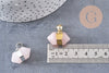 Pendentif pointe cristal quartz rose ,pendentif pierre cristal,doré,22mm x1 (G3863)