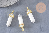 Pendentif pointe howlite blanche, pendentif bijoux, pendentif pierre, howlite naturelle, pendentif howlite,40mm, x1 G1691