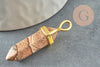 Pendentif pointe jaspe paysage naturel laiton doré 38-41mm, création bijoux pierre naturelle, x1 G2964