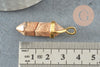 Pendentif pointe jaspe paysage naturel laiton doré 38-41mm, création bijoux pierre naturelle, x1 G2964