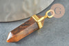Pendentif pointe oeil de tigre, pendentif bijoux pierre naturelle,bijou pierre,oeil de tigre naturel,37-40mm, x1 G5159