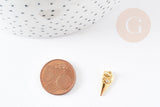 Pendentif pointe oeil laiton doré zircon 15mm, un pendentif doré sans nickel pour la création de bijoux chance x1 G3172