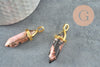 Pendentif pointe rhodonite naturelle zamac doré 38mm, création bijou pierre naturelle x1 G2802