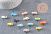 Pendentif poisson porcelaine multicolore Acier 304 inoxydable doré 25mm, x1 (G9816)