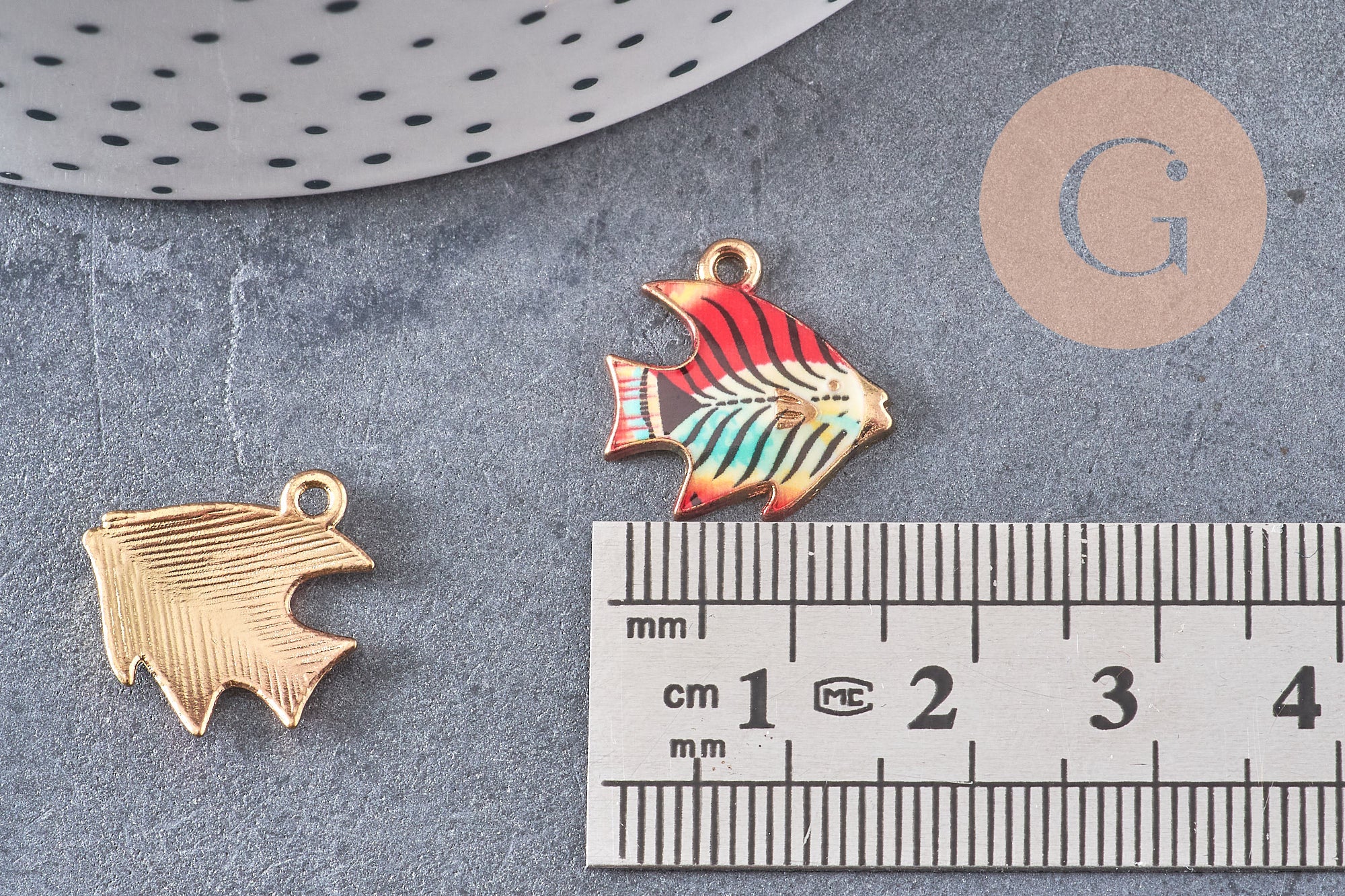 Pendentif poisson zamac doré 16.5mm, x5 (G4024)