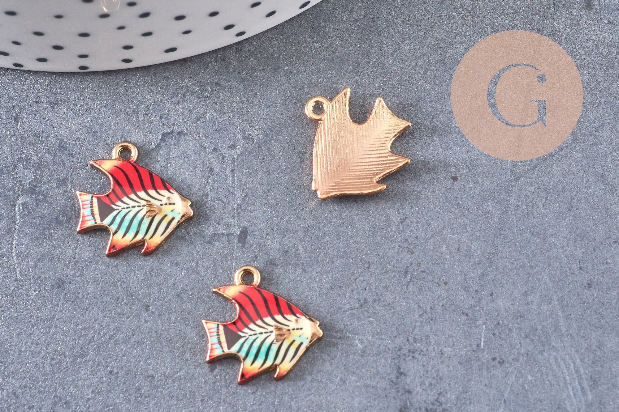 Pendentif poisson zamac doré 16.5mm, x5 (G4024)