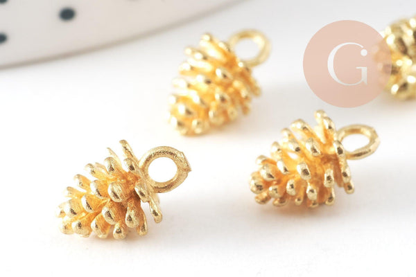 Pendentif pomme de pin laiton brut 12mm, x5 G0375