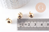 Pendentif pomme en laiton doré 18K 10mm, x2 (G10381)