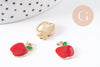 Pendentif pomme rouge zamac doré 15mm, x5 (G5473)
