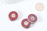 Pendentif porcelaine donut vert marron 21-22mm, perle céramique, x1 (G8482)