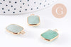 Pendentif rectangle aventurine verte naturelle laiton doré 22mm, x1 (G5627)
