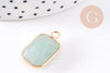 Pendentif rectangle aventurine verte naturelle laiton doré 22mm, x1 (G5627)