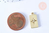 Pendentif rectangle étoile cristal blanc laiton doré 18,5mm création bijoux astro, x1 G7115